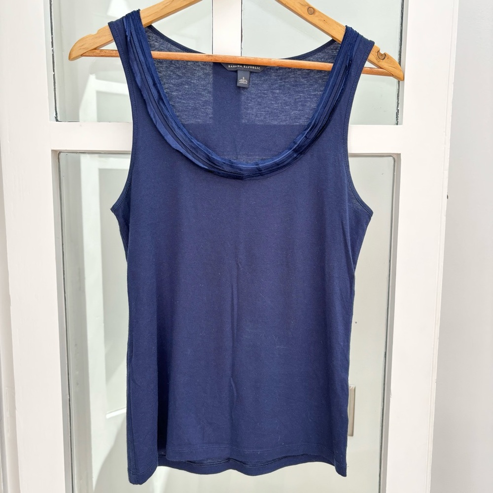 Banana Republic Ribbon Detail Navy Tank